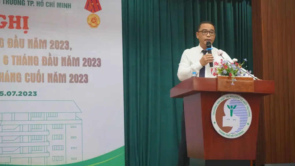 Hội nghị Sơ kết công tác 6 tháng đầu năm 2023 và thực hiện Chiến lược phát triển Trường 6 tháng đầu năm 2023 của Trường Đại học Tài nguyên và Môi trường TP.HCM