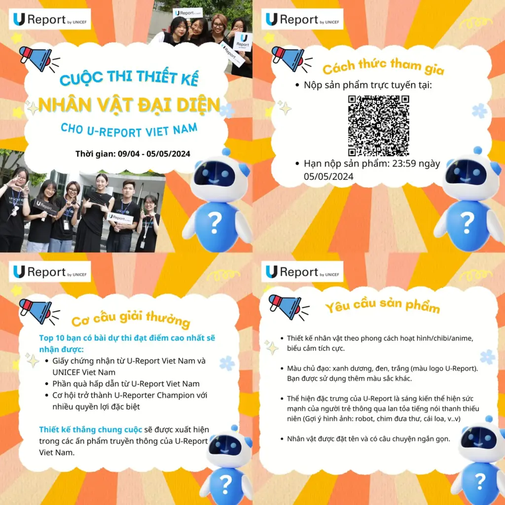 THÔNG TIN VỀ CUỘC THI THIẾT KẾ NHÂN VẬT ĐẠI DIỆN CHO U-REPORT VIỆT NAM 04/2024