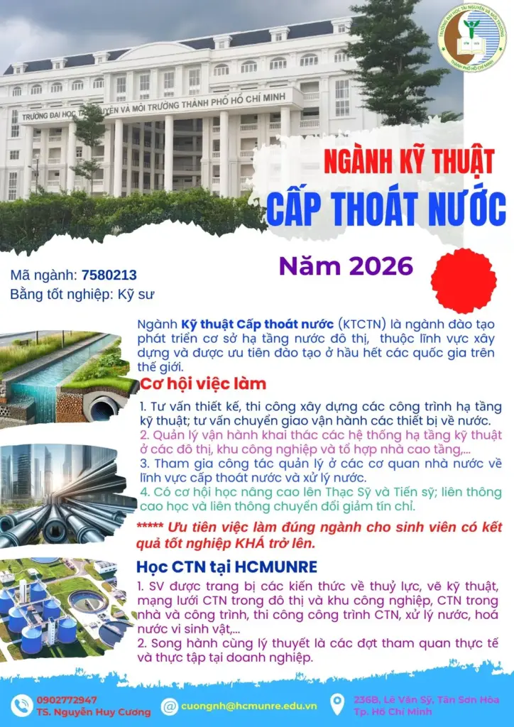 THÔNG TIN NGÀNH ĐÀO TẠO HỆ ĐẠI HỌC CHÍNH QUY KHOA MÔI TRƯỜNG NĂM 2026