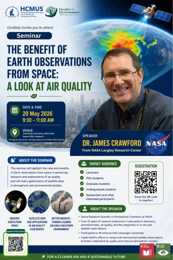THÔNG TIN VỀ SEMINAR “THE BENEFIT OF EARTH OBSERVATIONS FROM SPACE: A LOOK AT AIR QUALITY”