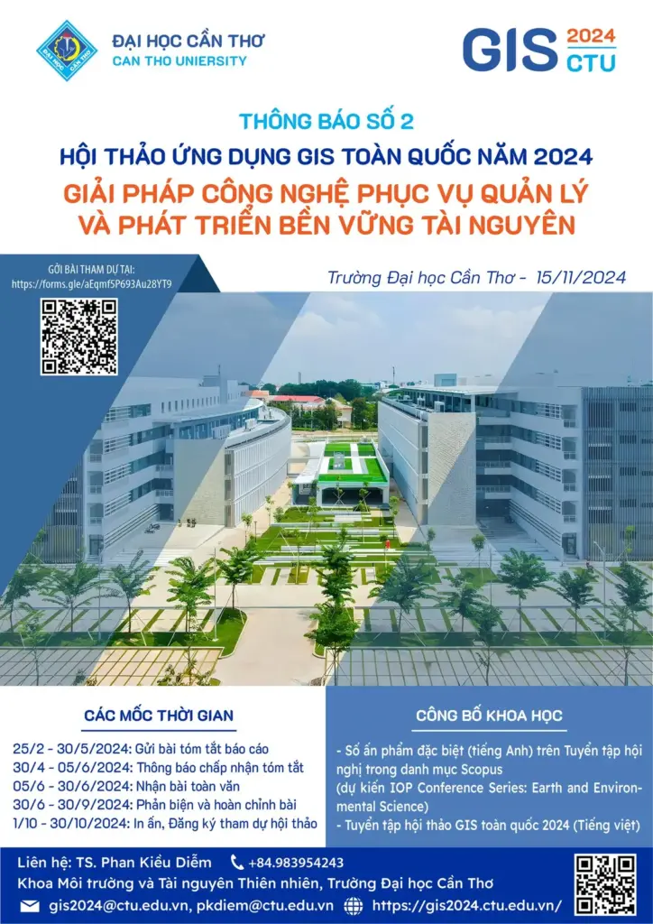 THÔNG BÁO SỐ 2 VỀ HỘI THẢO ỨNG DỤNG GIS TOÀN QUỐC NĂM 2024