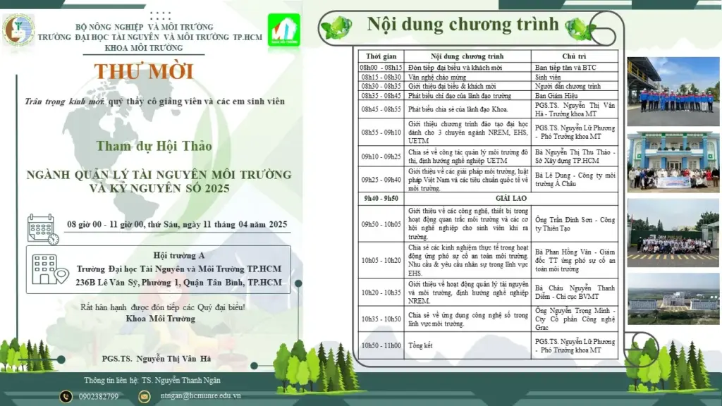 THÔNG TIN VỀ HỘI THẢO NGÀNH QUẢN LÝ TÀI NGUYÊN MÔI TRƯỜNG VÀ KỶ NGUYÊN SỐ 2025