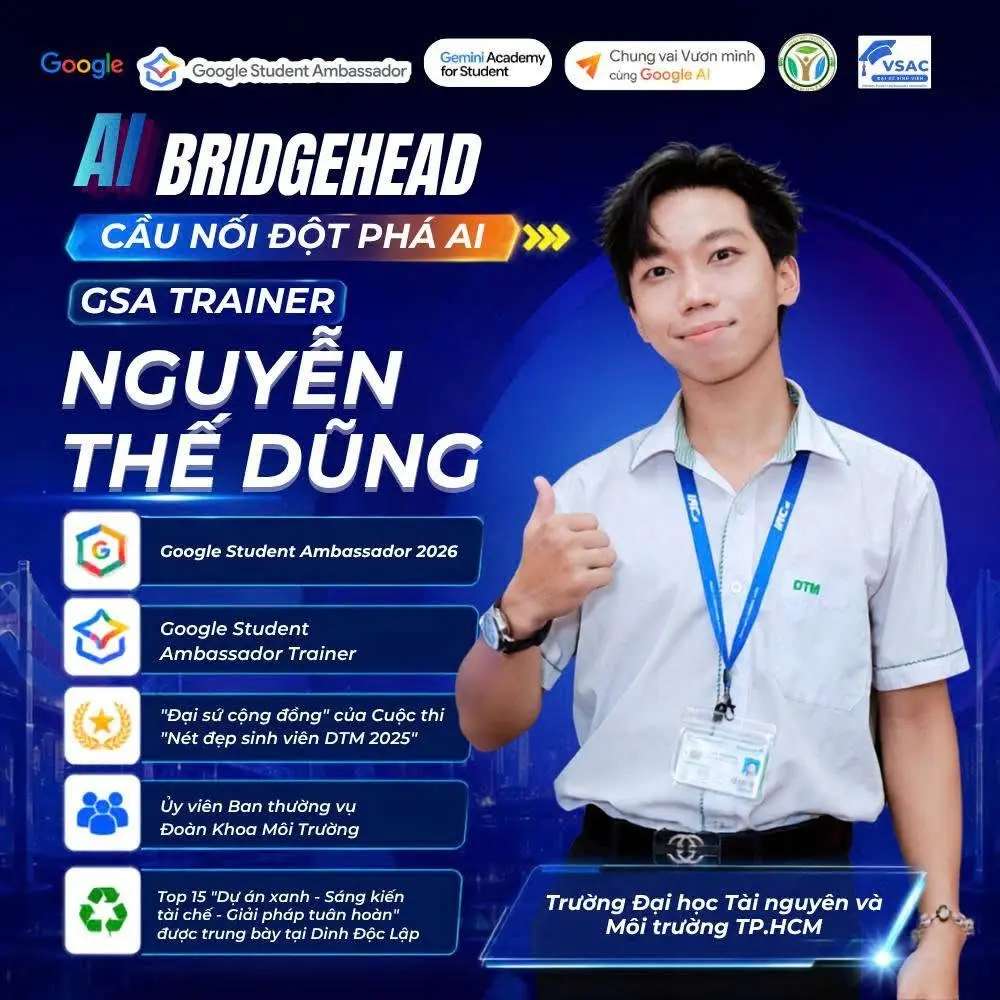 THÔNG TIN VỀ CHUỖI WORKSHOP NATIONAL AI BRIDGE NĂM 2026 DO GOOGLE STUDENT AMBASSADOR TRAINER TỔ CHỨC