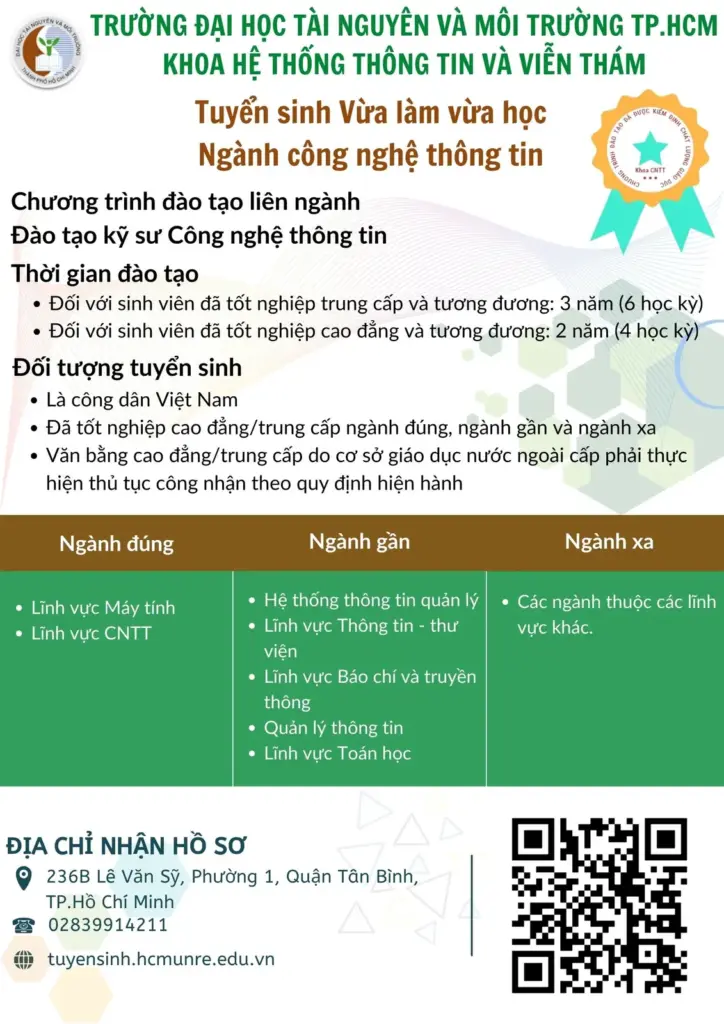 Tuyển sinh Đại học hình thức Vừa làm vừa học ngành Công nghệ thông tin