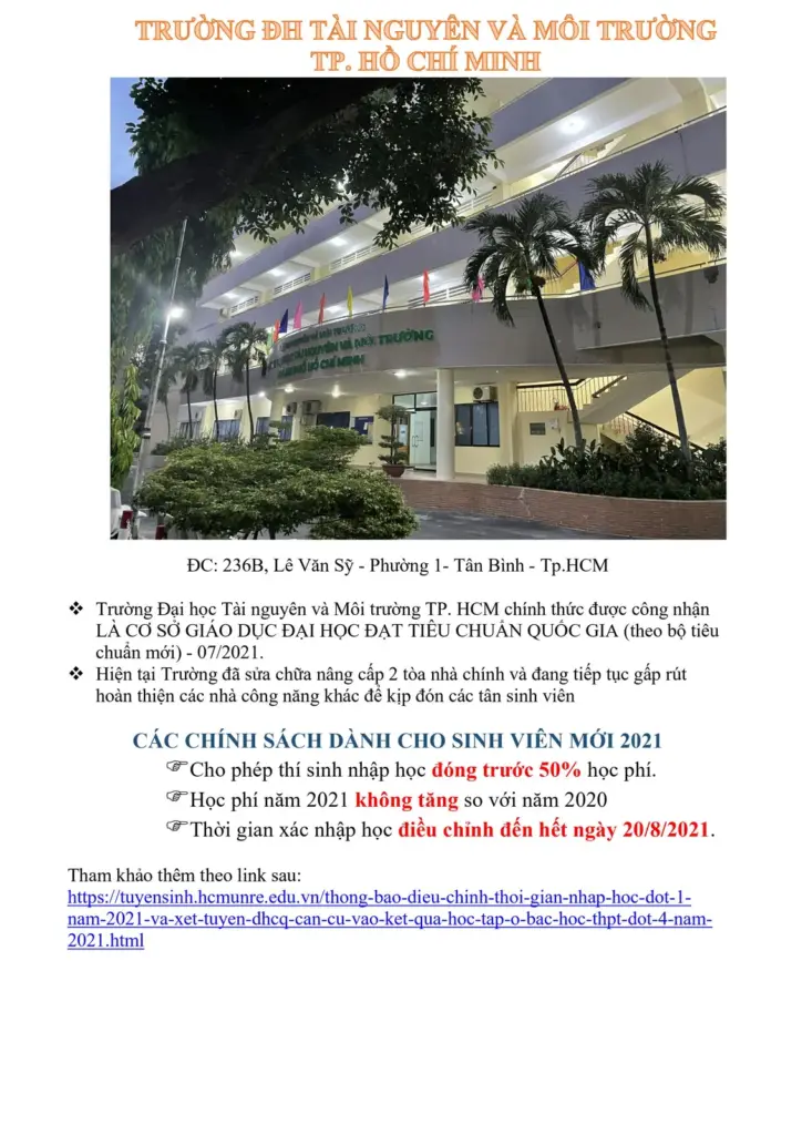 THÔNG TIN TUYỂN SINH NGÀNH KỸ THUẬT CẤP THOÁT NƯỚC NĂM 2021