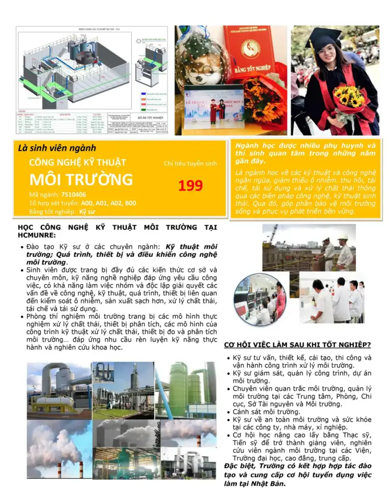 THÔNG TIN TUYỂN SINH HỆ ĐẠI HỌC CHÍNH QUY KHOA MÔI TRƯỜNG NĂM 2022