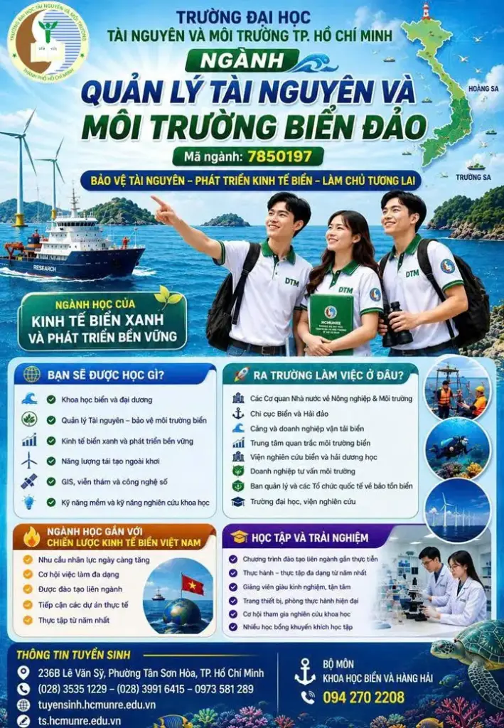 THÔNG TIN TUYỂN SINH NGÀNH QUẢN LÝ TÀI NGUYÊN VÀ MÔI TRƯỜNG BIỂN ĐẢO NĂM 2026