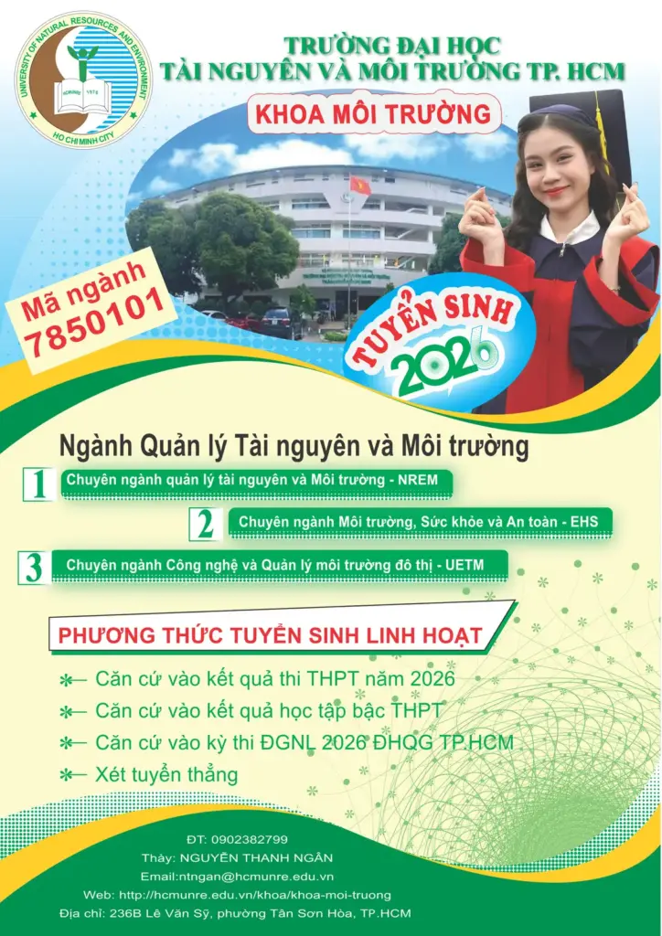 THÔNG TIN TUYỂN SINH NGÀNH QUẢN LÝ TÀI NGUYÊN VÀ MÔI TRƯỜNG NĂM 2026