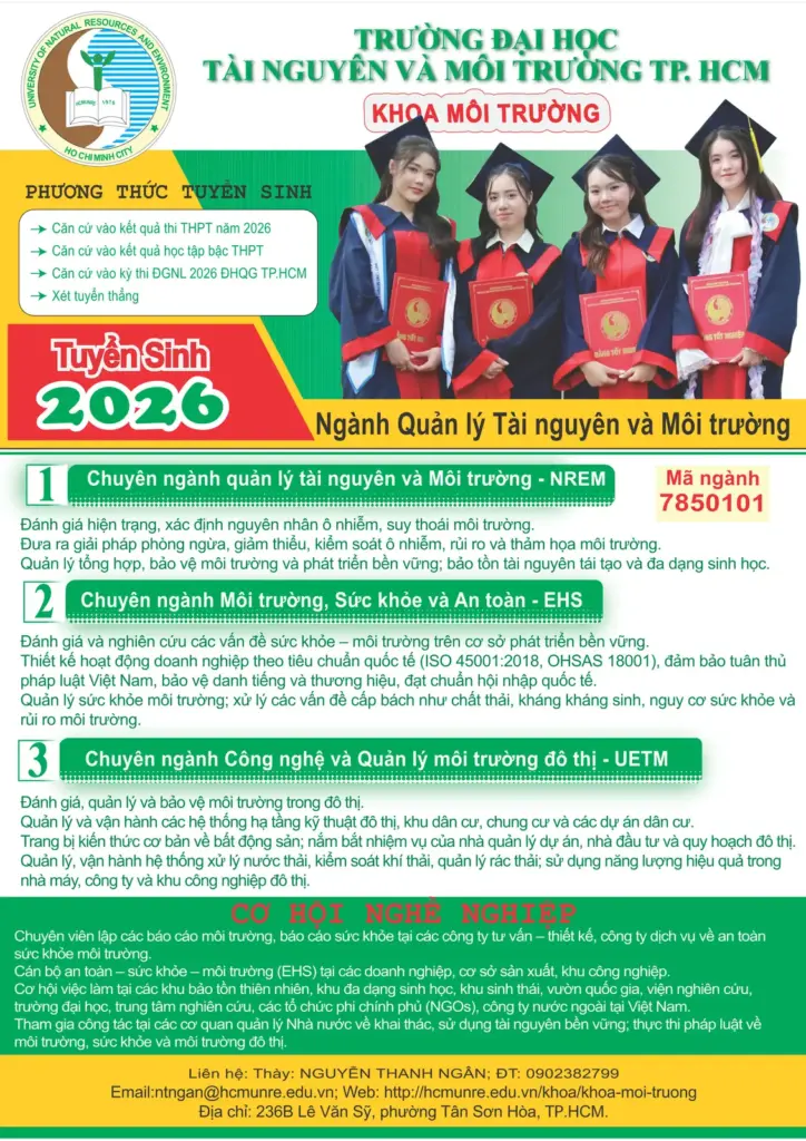 THÔNG TIN TUYỂN SINH NGÀNH QUẢN LÝ TÀI NGUYÊN VÀ MÔI TRƯỜNG NĂM 2026