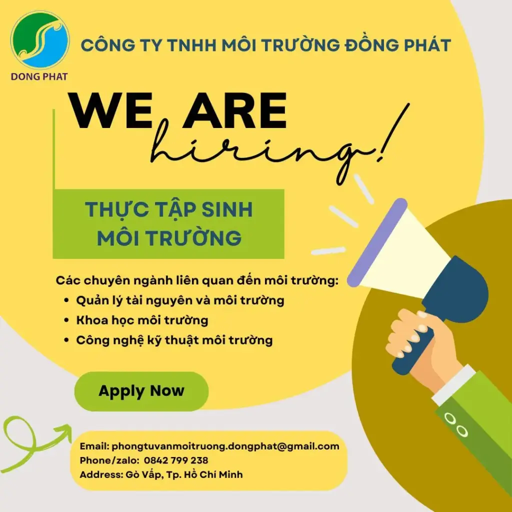 THÔNG BÁO TUYỂN THỰC TẬP SINH CỦA CÔNG TY MÔI TRƯỜNG ĐỒNG PHÁT 04/2024