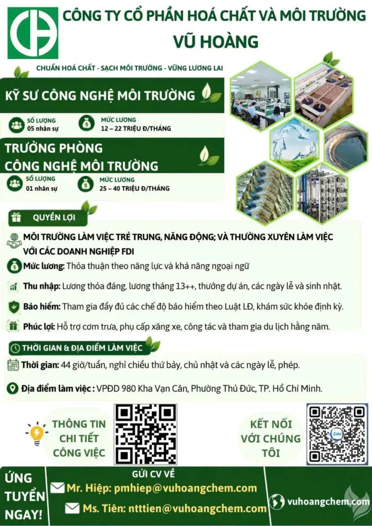 THÔNG BÁO TUYỂN DỤNG NHÂN SỰ CỦA CÔNG TY VŨ HOÀNG THÁNG 9/2026