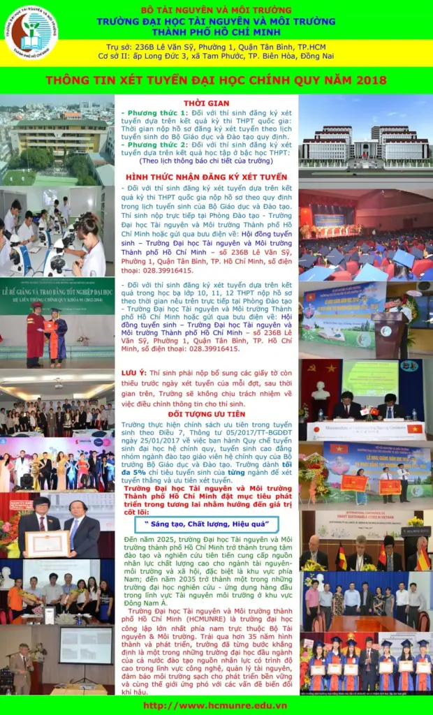 THÔNG TIN TUYỂN SINH HỆ ĐẠI HỌC CHÍNH QUY NĂM 2018
