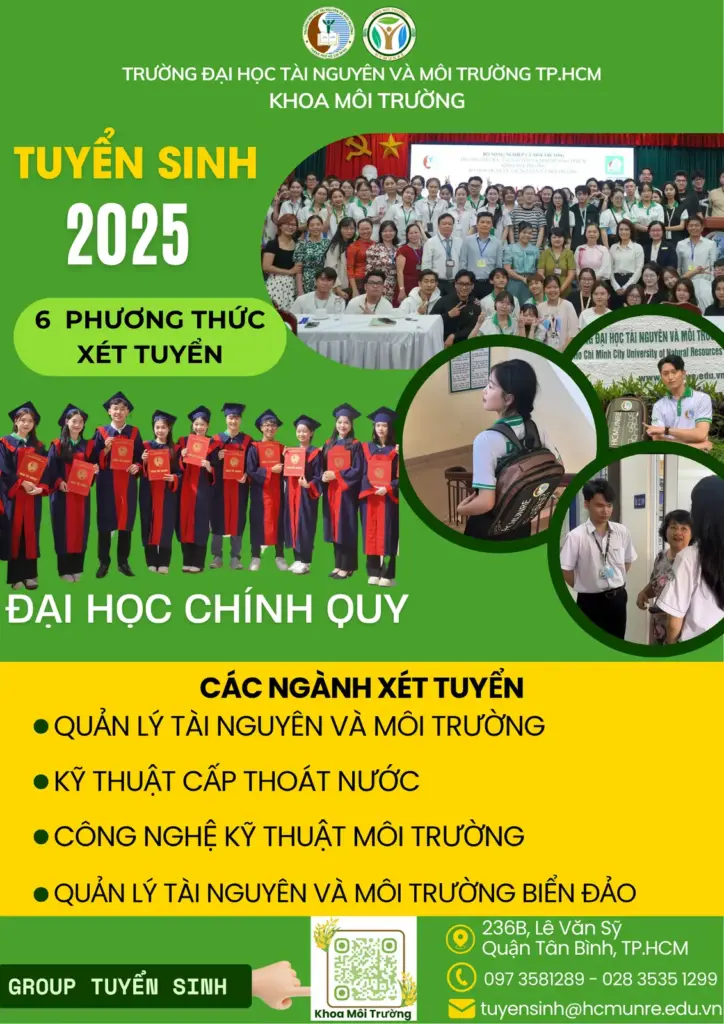 THÔNG TIN TUYỂN SINH HỆ ĐẠI HỌC CHÍNH QUY KHOA MÔI TRƯỜNG NĂM 2025 (CẬP NHẬT THÁNG 6/2025)