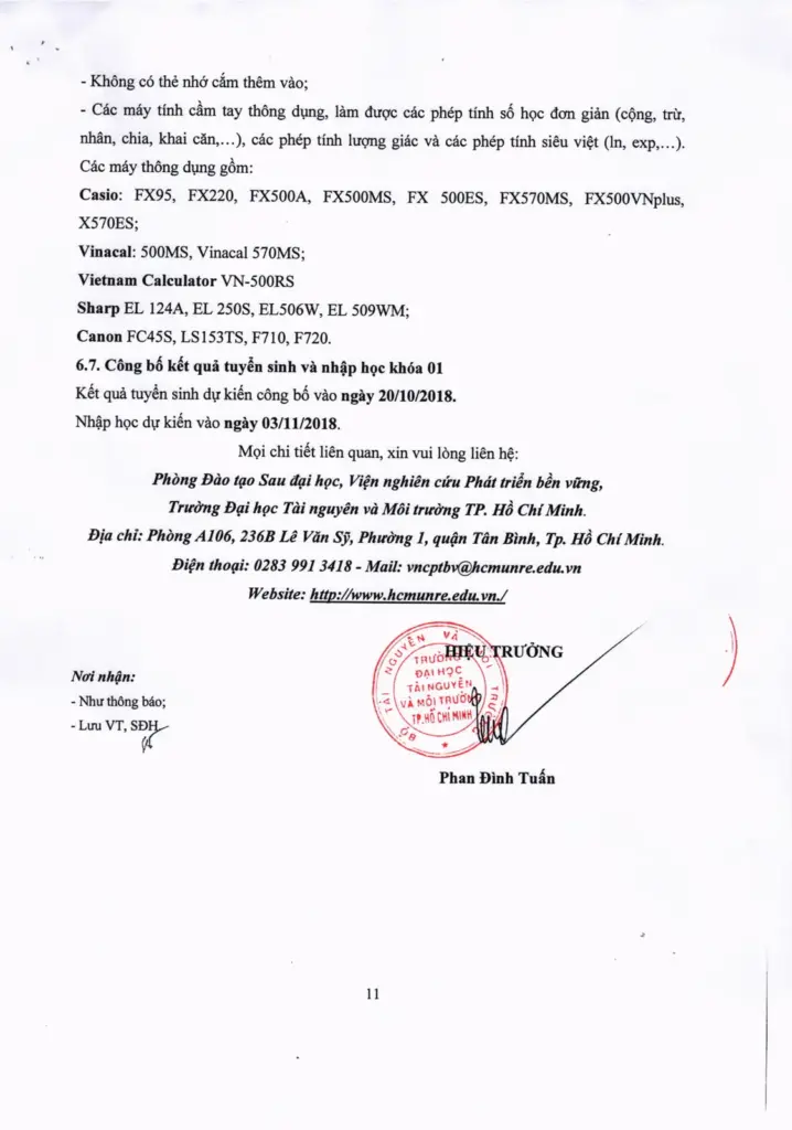 THÔNG TIN TUYỂN SINH HỆ CAO HỌC CHÍNH QUY ĐỢT 1 NĂM 2018