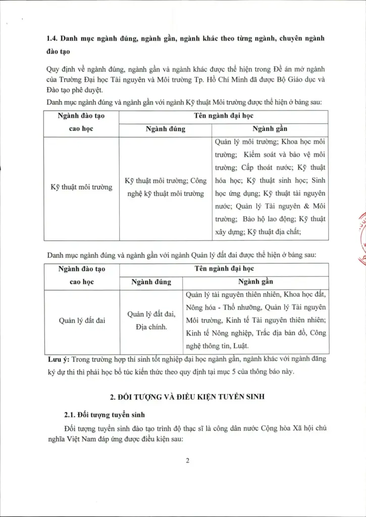 THÔNG TIN TUYỂN SINH HỆ CAO HỌC CHÍNH QUY ĐỢT 1 NĂM 2019