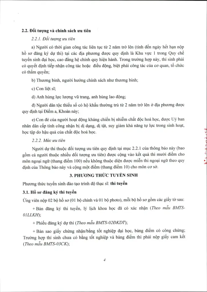THÔNG TIN TUYỂN SINH HỆ CAO HỌC CHÍNH QUY KHÓA 03 ĐỢT 1 NĂM 2020