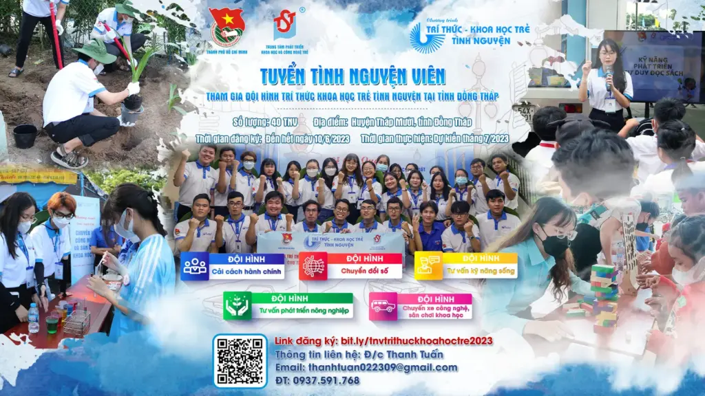 THÔNG BÁO VỀ VIỆC TUYỂN TÌNH NGUYỆN VIÊN THAM GIA ĐỘI HÌNH TRÍ THỨC KHOA HỌC TRẺ TÌNH NGUYỆN TẠI TỈNH ĐỒNG THÁP NĂM 2023